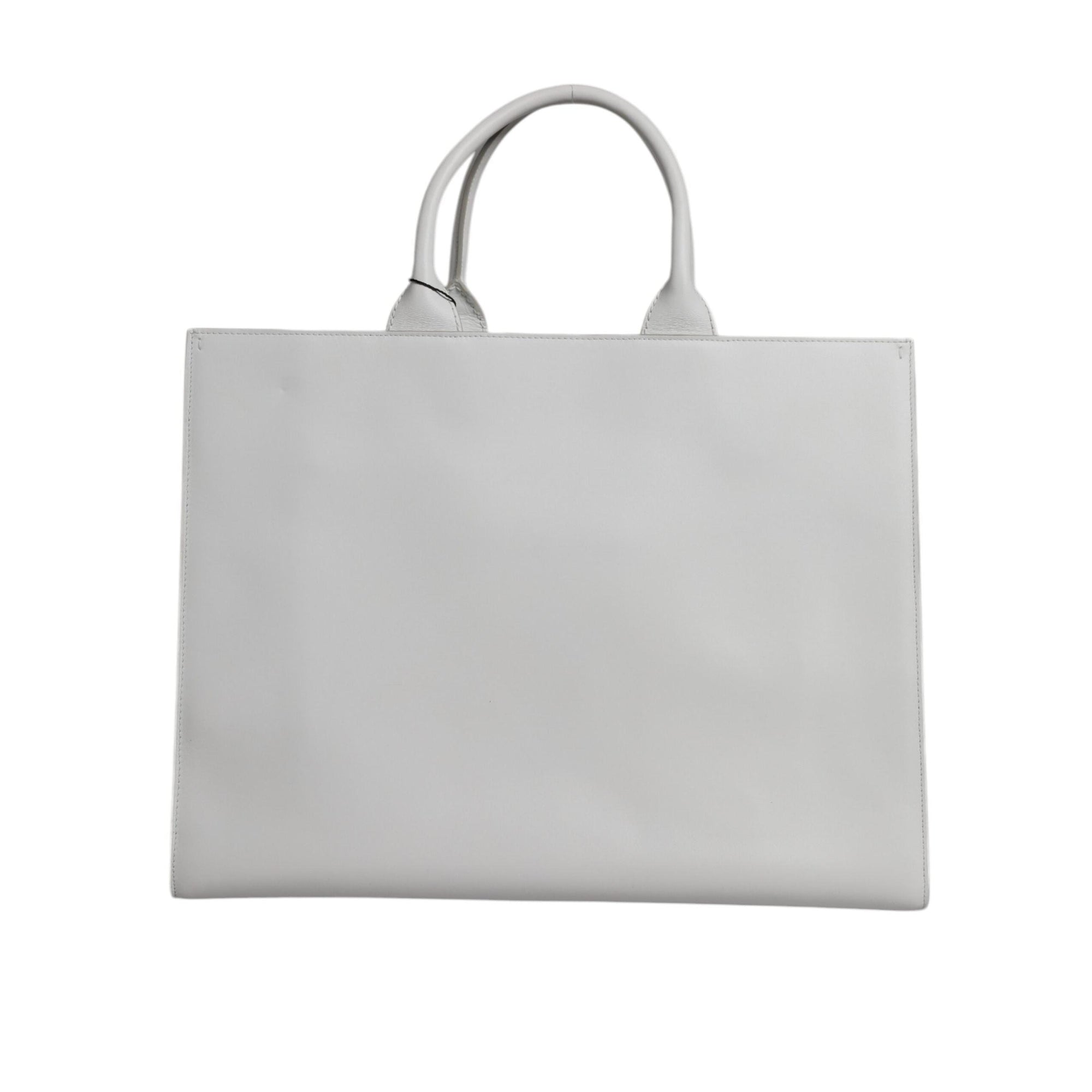 Dolce & Gabbana White Logo Print DG Daily Calfskin Shopping Tote Bag