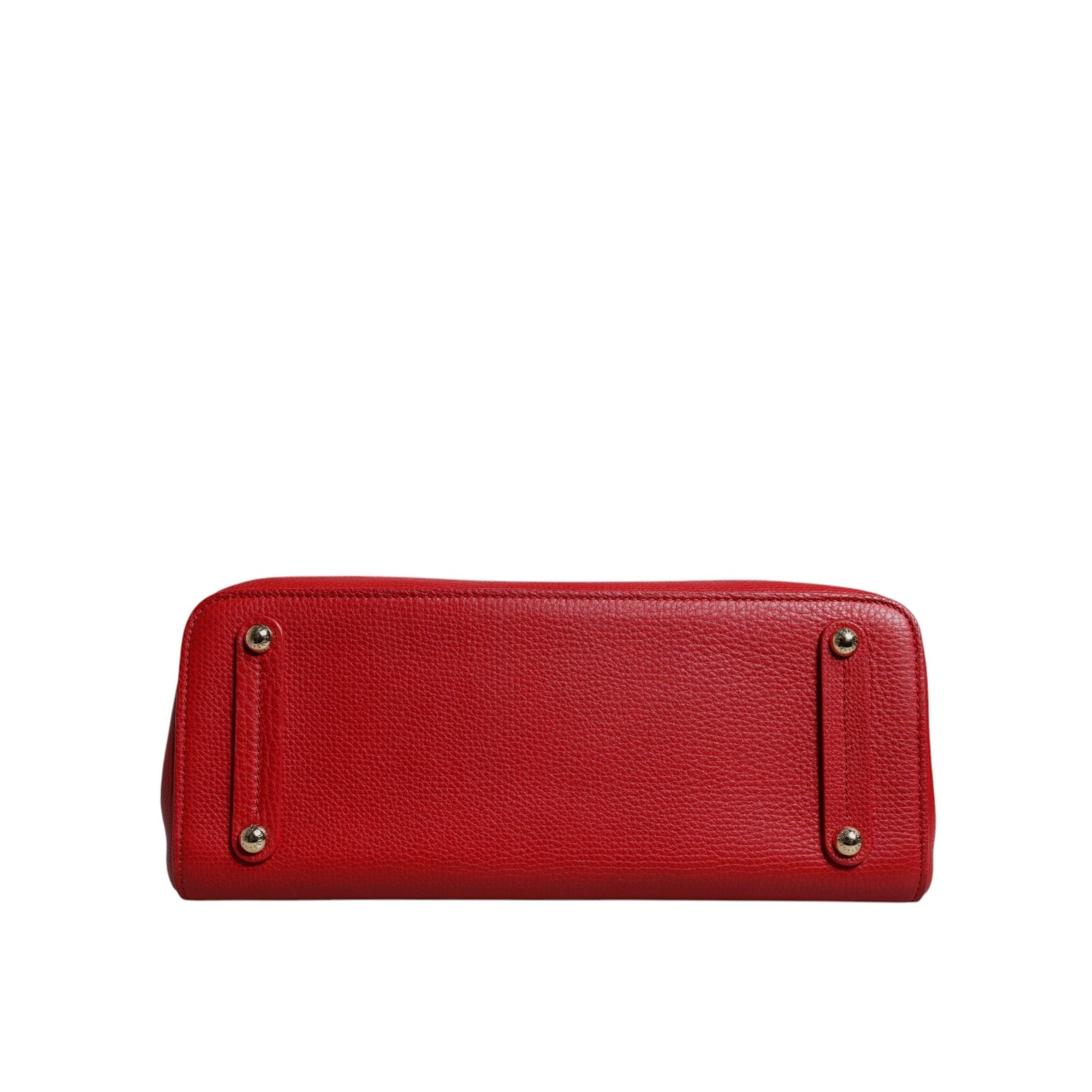 Dolce & Gabbana Red Calfskin Leather Logo Plaque Top Handle Bag