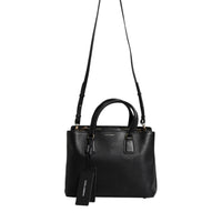 Dolce & Gabbana Black Calf Leather Logo Plaque Shoulder Handbag Bag