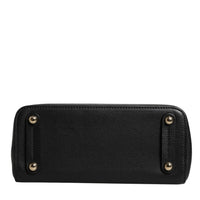 Dolce & Gabbana Black Calf Leather Logo Plaque Shoulder Handbag Bag