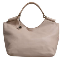 Dolce & Gabbana Light Pink Deer Leather Logo Plaque Tote Top Handle Bag