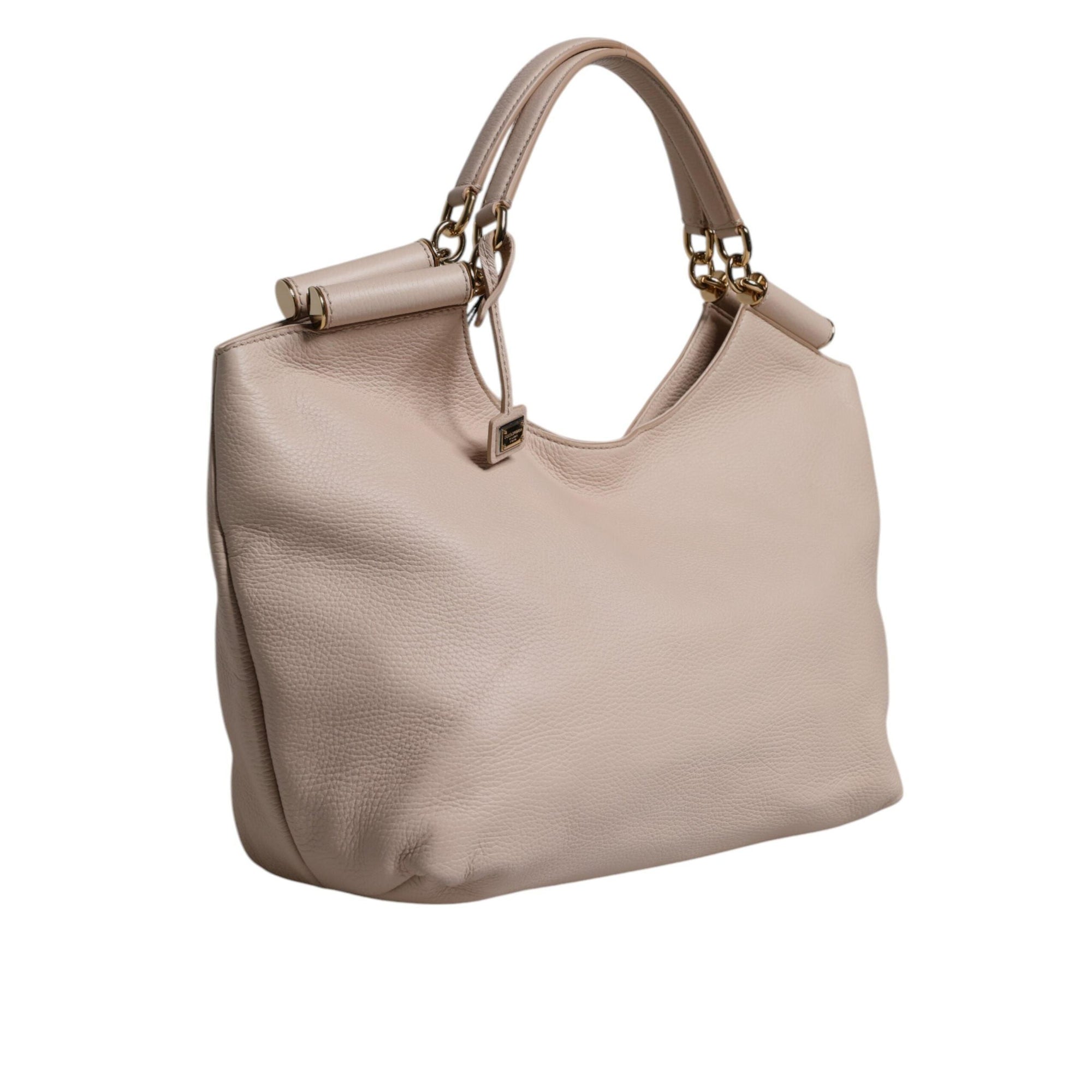 Dolce & Gabbana Light Pink Deer Leather Logo Plaque Tote Top Handle Bag