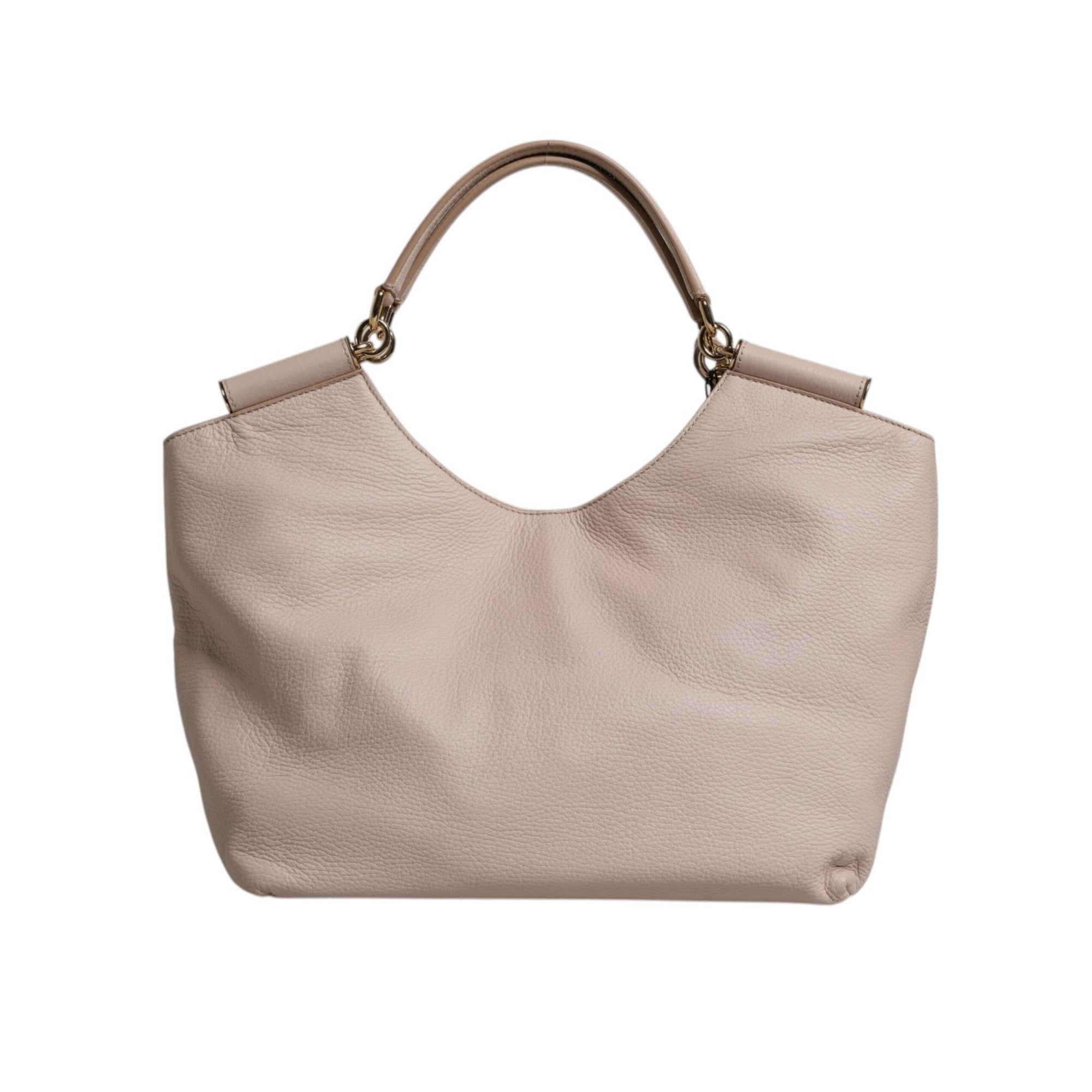 Dolce & Gabbana Light Pink Deer Leather Logo Plaque Tote Top Handle Bag