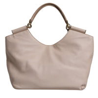 Dolce & Gabbana Light Pink Deer Leather Logo Plaque Tote Top Handle Bag