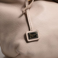 Dolce & Gabbana Light Pink Deer Leather Logo Plaque Tote Top Handle Bag