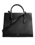 Versace Black Large Leather Top Handle Shoulder Crossbody Bag