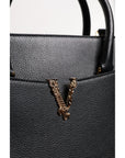 Versace Black Large Leather Top Handle Shoulder Crossbody Bag