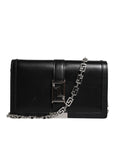 Versace Black Calfskin Leather Chain Strap Shoulder Crossbody Bag