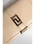 Versace Beige Gold Chain Calf Leather Wallet Crossbody Bag