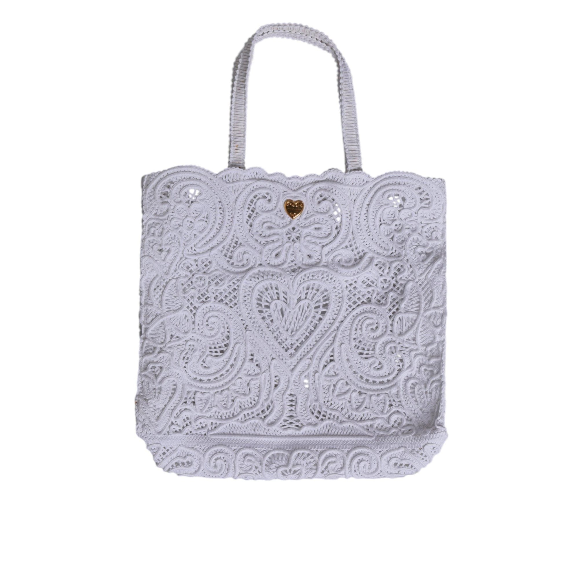 Dolce & Gabbana White Cordonetto Lace Beatrice Tote Shopping Bag