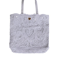 Dolce & Gabbana White Cordonetto Lace Beatrice Tote Shopping Bag
