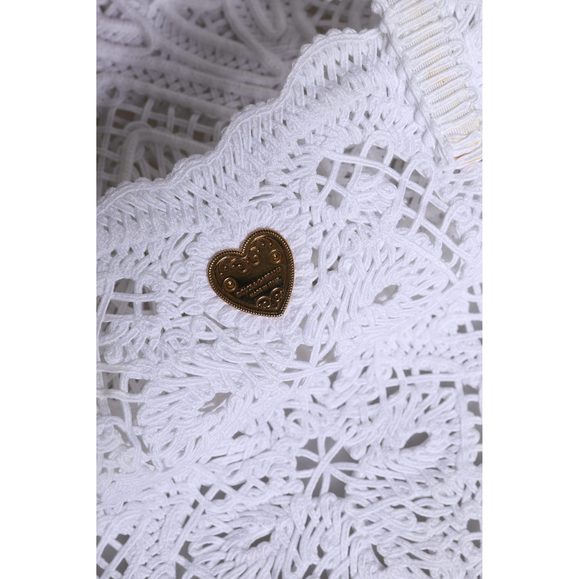 Dolce & Gabbana White Cordonetto Lace Beatrice Tote Shopping Bag