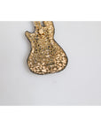 Dolce & Gabbana Gold Brass Logo Beaded Guitar Pin Brooch