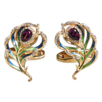Dolce & Gabbana Multicolor Peacock Feathers 925 Sterling Silver Cufflink