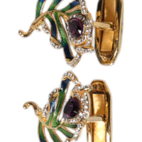 Dolce & Gabbana Multicolor Peacock Feathers 925 Sterling Silver Cufflink