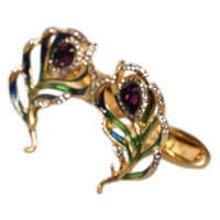 Dolce & Gabbana Multicolor Peacock Feathers 925 Sterling Silver Cufflink
