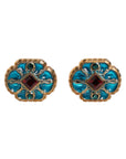 Dolce & Gabbana Gold Brass Blue Enameled Flower Cufflink