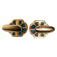Dolce & Gabbana Gold Brass Blue Enameled Flower Cufflink