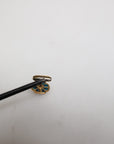 Dolce & Gabbana Gold Brass Blue Enameled Flower Cufflink