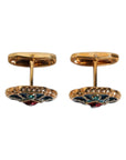 Dolce & Gabbana Gold Brass Blue Enameled Flower Cufflink