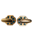 Dolce & Gabbana Gold Brass Blue Enameled Flower Cufflink