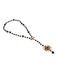 Dolce & Gabbana Gold Brass Black Beaded Chain Rosary Pendant Necklace