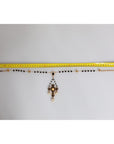 Dolce & Gabbana Gold Brass Black Beaded Chain Rosary Pendant Necklace