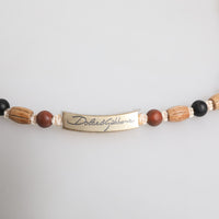 Dolce & Gabbana Black Gold Wooden Beaded Logo Pendant Necklace