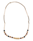 Dolce & Gabbana Black Gold Wooden Beaded Logo Pendant Necklace