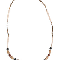 Dolce & Gabbana Black Gold Wooden Beaded Logo Pendant Necklace