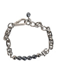 Dolce & Gabbana Silver Tone Chain Lobster Clasp Logo Gray Pearls Bracelet