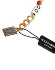 Dolce & Gabbana Multicolor Gold Tone Brass Chain DG Logo Dice Bracelet