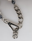 Dolce & Gabbana Silver Tone Brass Beaded Shell DG Logo Pendant Bracelet