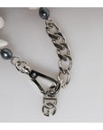 Dolce & Gabbana Silver Tone Brass Beaded Shell DG Logo Pendant Bracelet