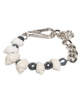 Dolce & Gabbana Silver Tone Brass Beaded Shell DG Logo Pendant Bracelet