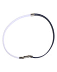 Dolce & Gabbana Blue White Leather Trimmed DG Engraved Silver Tone Clasp Bracelet