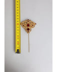 Dolce & Gabbana Gold Tone Red Crystal Embellish 925 Sterling Silver Pin