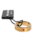 Dolce & Gabbana Gold Tone Brass Red Crystal DG Logo Ring