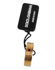 Dolce & Gabbana Gold Tone Brass Red Crystal DG Logo Ring