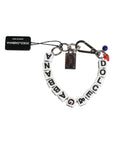 Dolce & Gabbana Silver Brass Chain Dice Logo Embellished Charm Bracelet