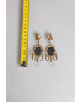 Dolce & Gabbana Gold Brass Clear Crystal Mirror Element Clip Dangling Earrings