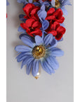 Dolce & Gabbana Gold Tone Brass Floral Crystal Clip On Dangling Earrings