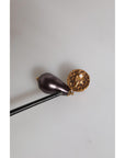 Dolce & Gabbana Gold Brass Black Pearl Clip On Dangling Jewelry Earrings