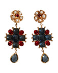 Dolce & Gabbana Gold Tone Crystal Rhinestone Embellish Dangling Earrings