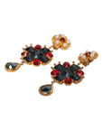 Dolce & Gabbana Gold Tone Crystal Rhinestone Embellish Dangling Earrings