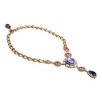 Dolce & Gabbana Gold Brass Floral Crystals Pearl Embellished Necklace