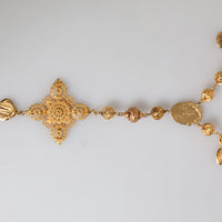 Dolce & Gabbana Gold Tone Chain Brass Beaded Statement Sicily Necklace