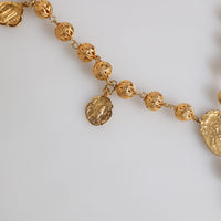 Dolce & Gabbana Gold Tone Chain Brass Beaded Statement Sicily Necklace