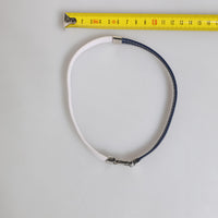 Dolce & Gabbana Blue White Leather Trimmed DG Engraved Silver Tone Clasp Bracelet