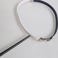 Dolce & Gabbana Blue White Leather Trimmed DG Engraved Silver Tone Clasp Bracelet